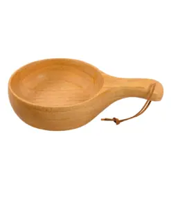 Holz Schale mit Griff 30cl Tragbar, Kuksa Schale Holz für Wandern, Camping, Freizeit